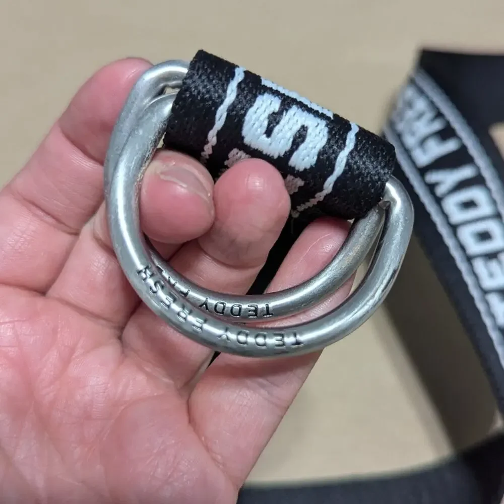 Teddy Fresh Woven Fabric Belt D Ring Logo Black White Streetwear Skater